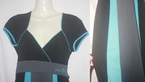 SEXY LYCRA MAXI DRESS BY GINGER MARY IN THREE TONES  BLACK AQUAMARINE GREY SIZE 34SIZE 34