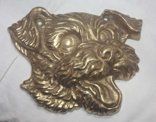 BRASS DOG WALL PLAQUE TO CUTE