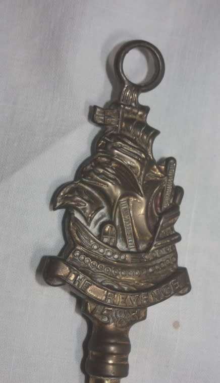 SAILING WAR SHIP THE REVENGE WITH DATE 1588 FIRE POKER NICE TO HANG NEXT TO A FIRE PLACE