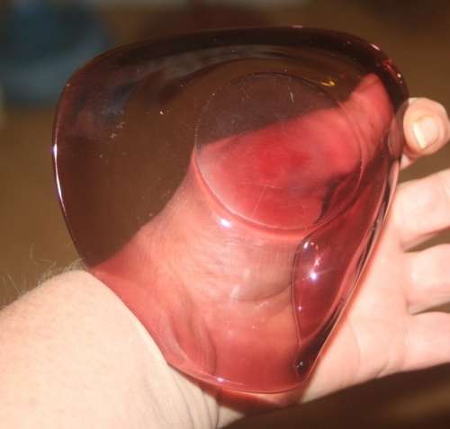 BEAUTIFULLY DESIGNED GLASS ASHTRAY HAS LOVELY LINES DELICATE GLASS COLOUR PURPLE