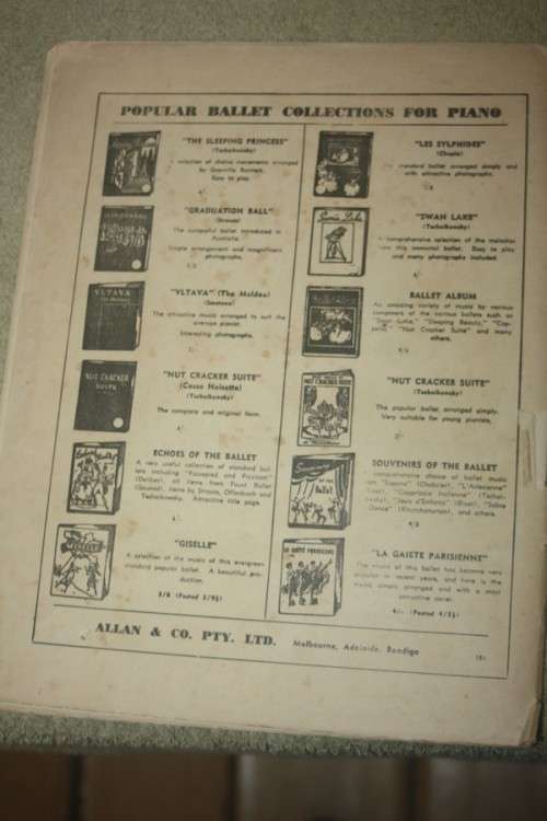 GEMS OF STRAUSS FOR PIANO VINTAGE MUSIC BOOK WITH LOVELY ILLUSTRATION OF DANCER FROM 30s 40s PAGES60