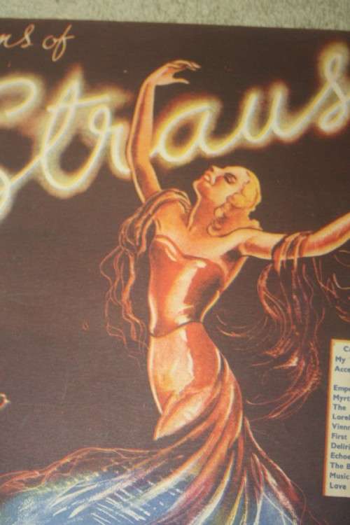 GEMS OF STRAUSS FOR PIANO VINTAGE MUSIC BOOK WITH LOVELY ILLUSTRATION OF DANCER FROM 30s 40s PAGES60