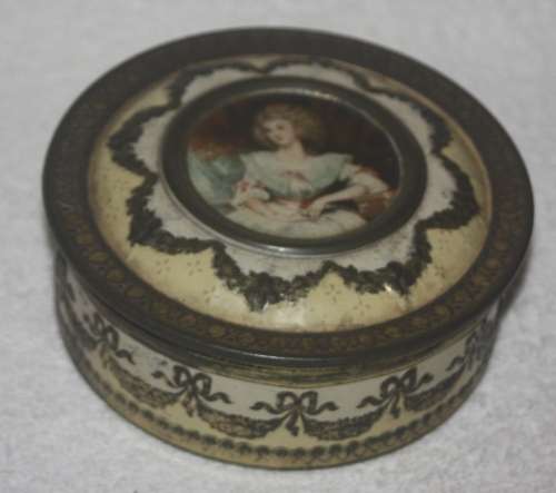 STUNNING VINTAGE CHOCOLATE BOX TIN WITH PORTRAIT OF LADY MELTIS LIMITED BEDFORD ENGLAND