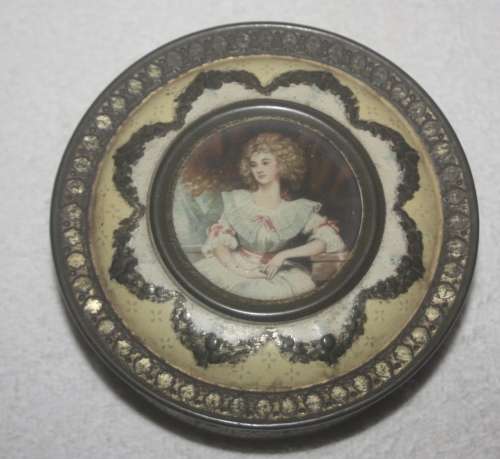 STUNNING VINTAGE CHOCOLATE BOX TIN WITH PORTRAIT OF LADY MELTIS LIMITED BEDFORD ENGLAND