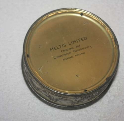 STUNNING VINTAGE CHOCOLATE BOX TIN WITH PORTRAIT OF LADY MELTIS LIMITED BEDFORD ENGLAND