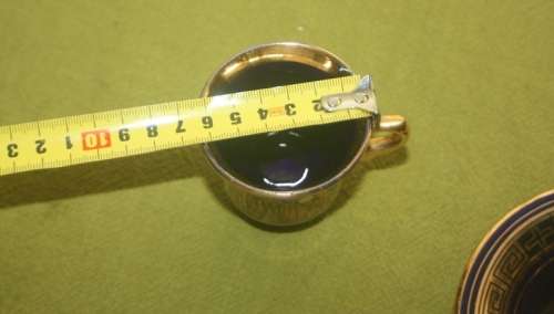 VINTAGE BLUE AND GOLD GREEK CUP AND SAUCER