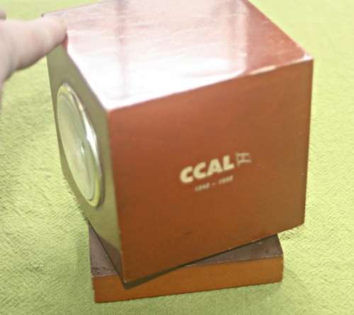 SPINNING DESK CLOCK HYGROMETER  THERMOMETER MARKED CCAL  1948  1998 UNUSUAL  MANTIQUE