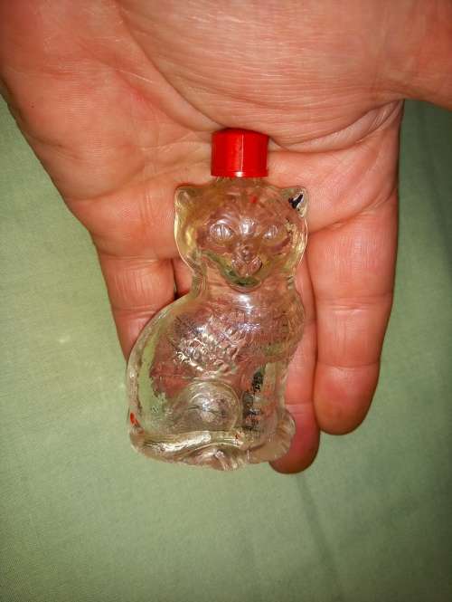 Rare vintage glass cat perfume bottle