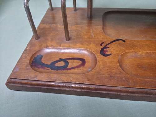 Wooden 2-tier desk tidy vintage perfect to display old pens or pipes