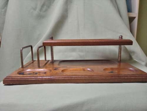 Wooden 2-tier desk tidy vintage perfect to display old pens or pipes