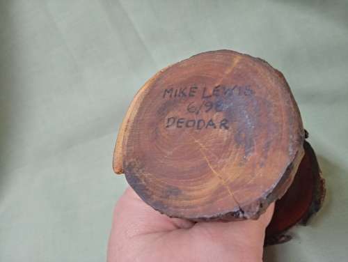 Mike Lewis hand carved deodar cedarwood mushroom 6/98 Newzealand artist