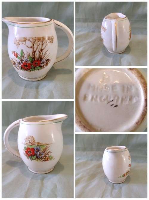 Small milk/creamer jug made in England. Vintage. Botanical details pretty thing