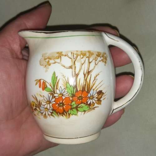 Small milk/creamer jug made in England. Vintage. Botanical details pretty thing