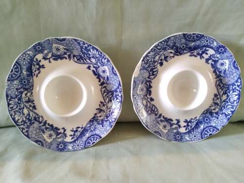Pair of Copeland spodes Italian England egg cups blue and white(D)