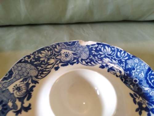 Pair of Copeland spodes Italian England egg cups blue and white(D)