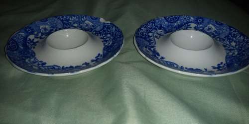 Pair of Copeland spodes Italian England egg cups blue and white(D)