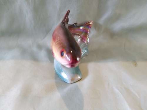 Jumping trout ornament. Made in Holland. Luster glaze unusual vintage could be a Jemma Holland.