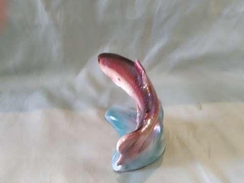 Jumping trout ornament. Made in Holland. Luster glaze unusual vintage could be a Jemma Holland.