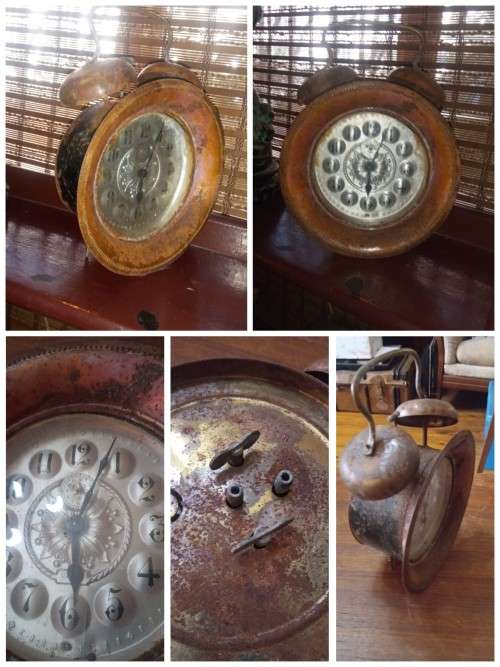 Very large vintage double Bell alarm clock with great overall patina. Not in working order