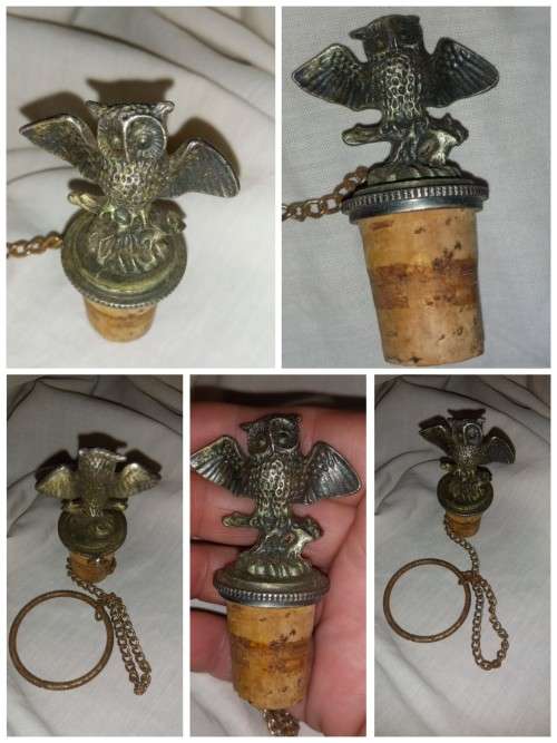 Metal owl bottle stopper with bottle neck chain