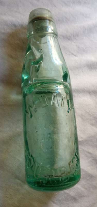 Antique W. Daly, Durban glass  bottle with marble stopper