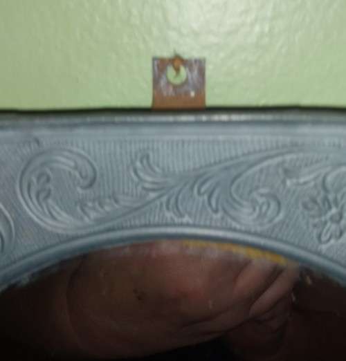 Mirror hexagonal pewter frame stamped with Maker`s Mark