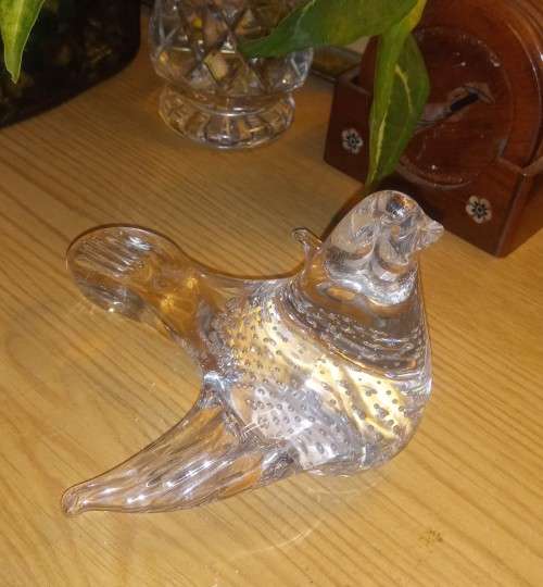 Vintage Clear Controlled Bubble Art Glass Bird