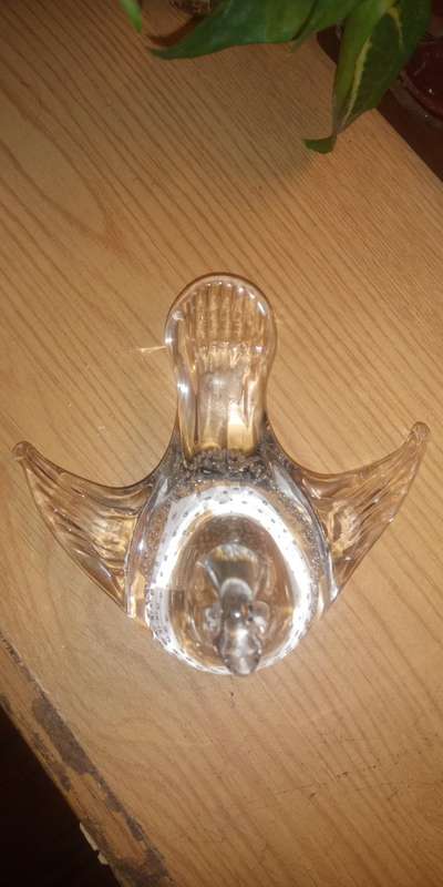 Vintage Clear Controlled Bubble Art Glass Bird