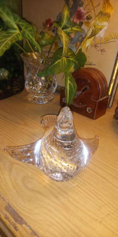 Vintage Clear Controlled Bubble Art Glass Bird