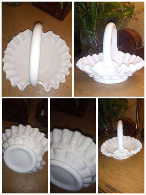 Milk glass bonbon basket