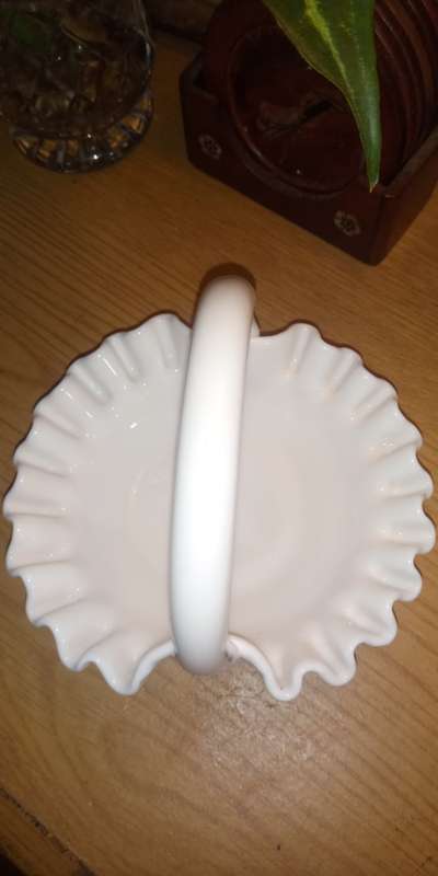 Milk glass bonbon basket