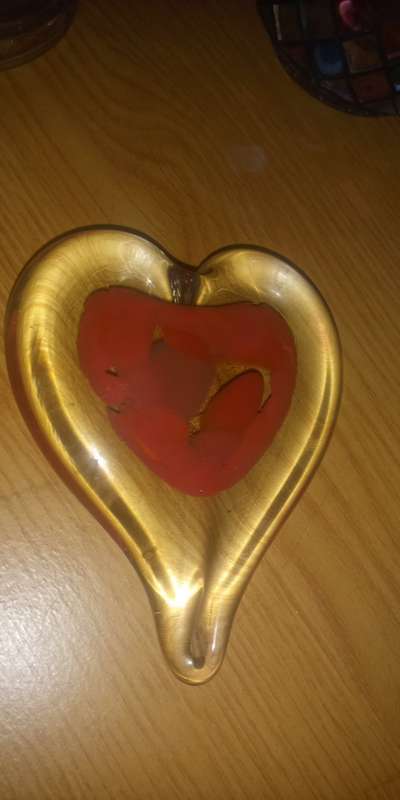 Glass heart paperweight