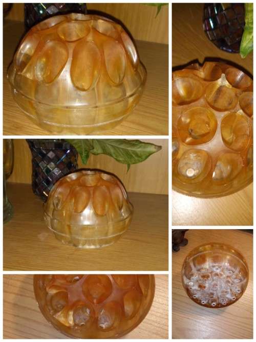 Vintage carnival glass Flower frog