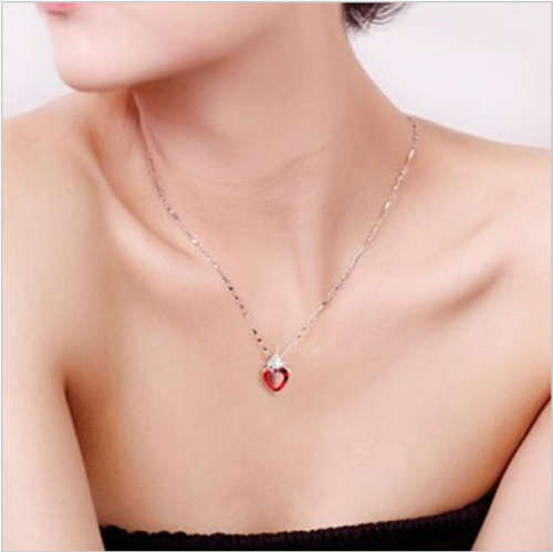 18K White Gold Plated CZ Luxury Heart Shape Necklace and Earrings.In Golden Gift Box