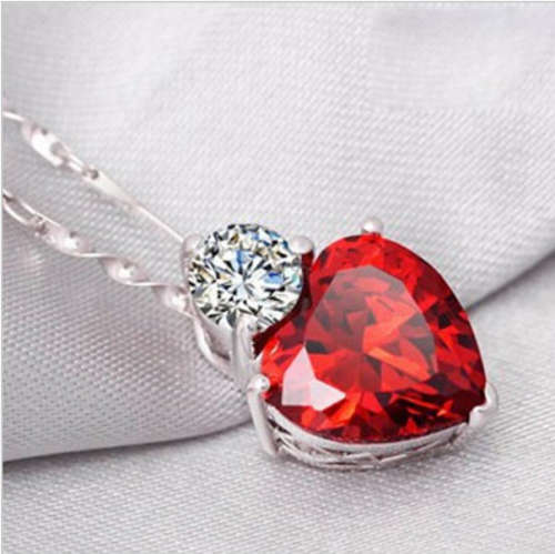 18K White Gold Plated CZ Luxury Heart Shape Necklace and Earrings.In Golden Gift Box