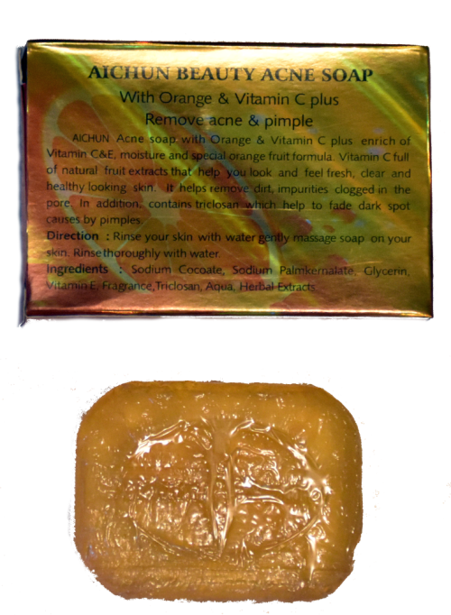 100% Organic Acne soap 100g skin whitening, prevent pimples, fade scars. Vitamin C Vitamin E orange
