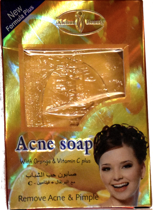 100% Organic Acne soap 100g skin whitening, prevent pimples, fade scars. Vitamin C Vitamin E orange