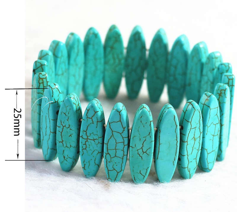 19cm Genuine Turquoise gemstone healing bracelet  Reiki Feng Shui .Anti depression, 25mm X 7mm X 3mm