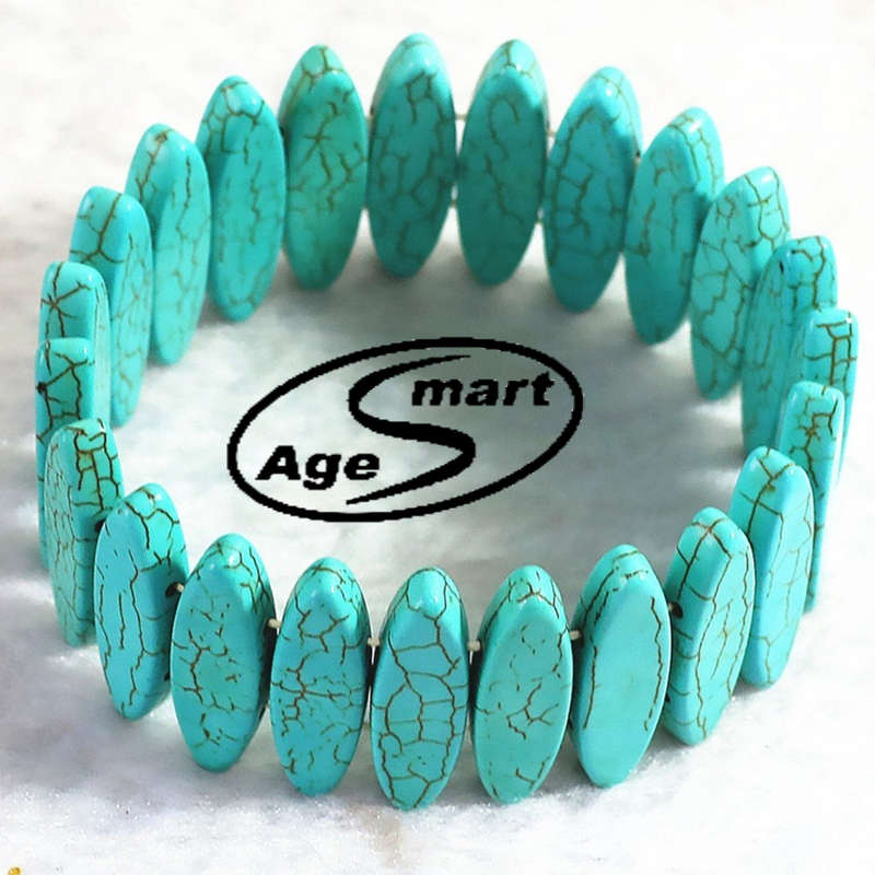 19cm Genuine Turquoise gemstone healing bracelet  Reiki Feng Shui .Anti depression, 25mm X 7mm X 3mm