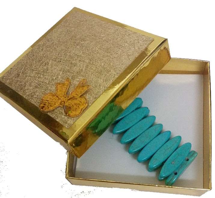 19cm Genuine Turquoise gemstone healing bracelet  Reiki Feng Shui .Anti depression, 25mm X 7mm X 3mm