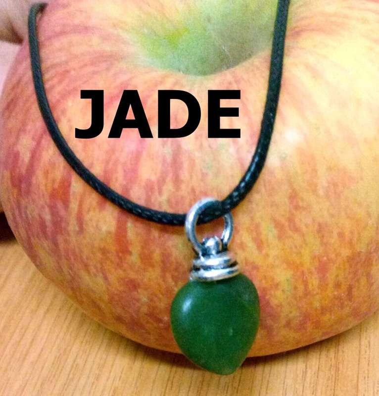 100% Genuine Jade heart pandant with rope.silver plated. Attract money. Feng-Shui, Reiki healing.