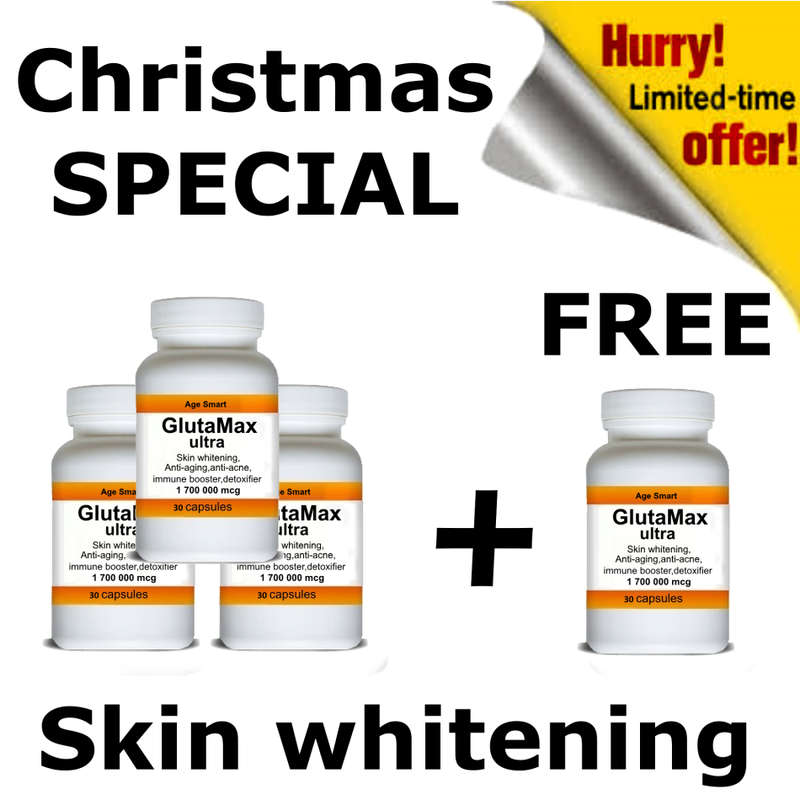 # 3+1 Christmas special.1700000mcg GlutaMax 30 caps.Skin whitening, anti-aging,detox,slimming acne
