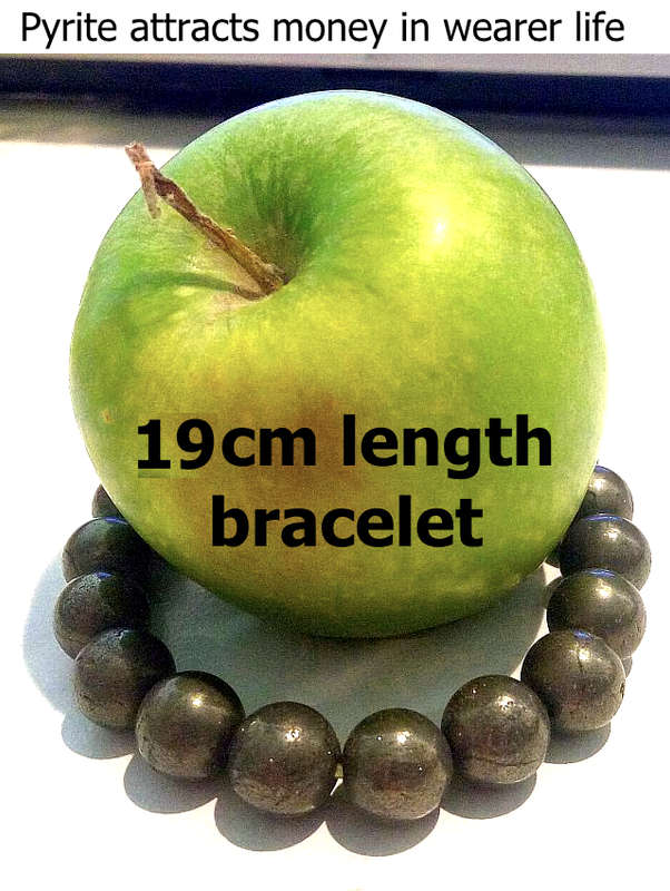 10mm Pyrite (fools gold) bracelet. 19cm length.Attracts prosperity money in life.19 round beads