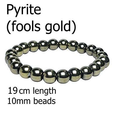 10mm Pyrite (fools gold) bracelet. 19cm length.Attracts prosperity money in life.19 round beads