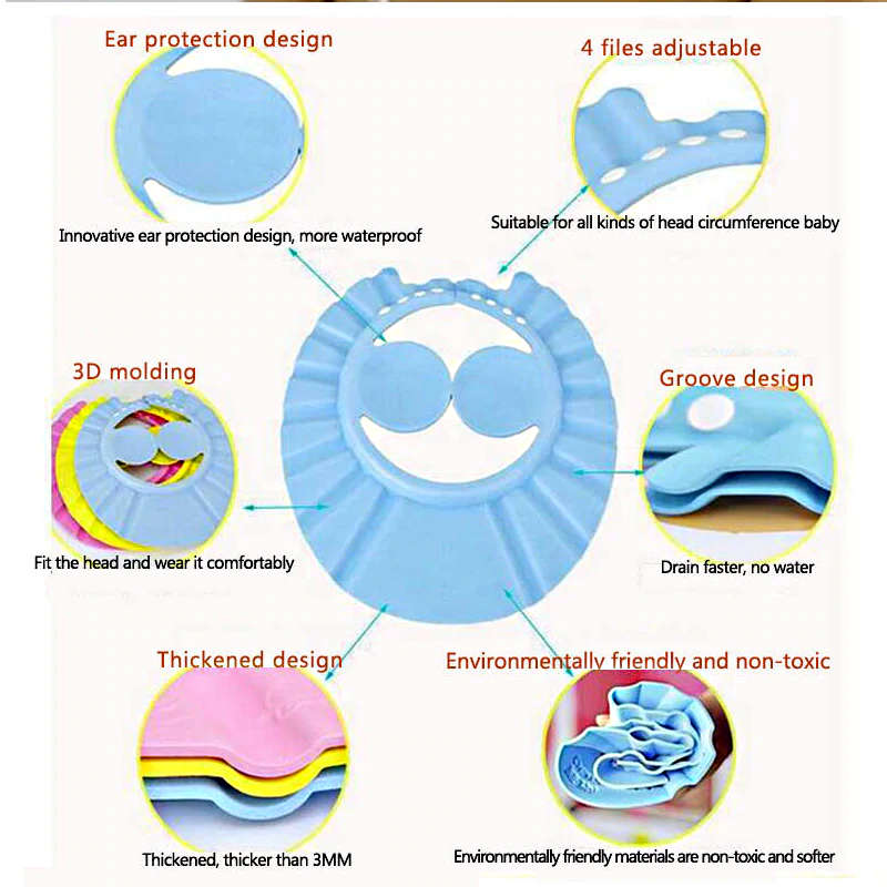 Shower adjustable Shield Waterproof Ear Protect Eye Children Hats Infant, haircut, kids, baby bath