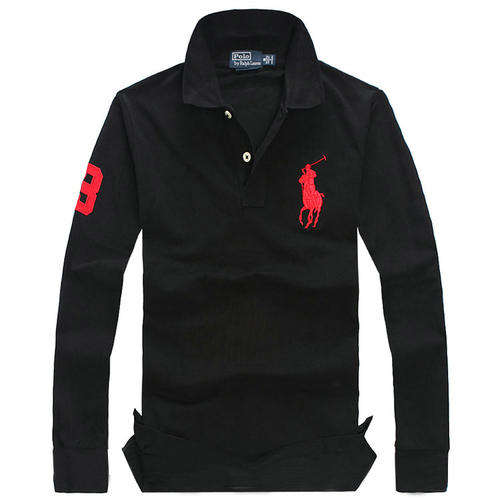 NEW Cotton POLO T-shirt long sleeve sweater jersey black white blue turndown for men