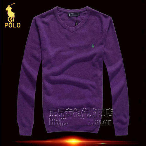 POLO Woolen sweater V-neck knitwear knitted knitting long sleeve shirt orange purple mens