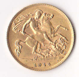 GOLD HALF SOVEREIGN 1914