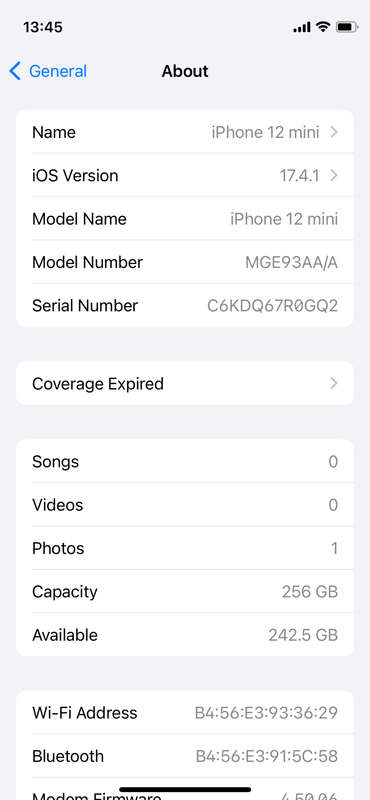 iPhone 12 mini 256GB (100% battery health)