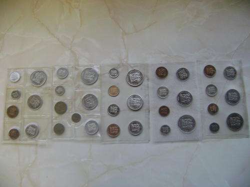 5 SETS OF SA MINT SEALED SOUTH AFRICAN 7 PIECE COIN SETS (1978, 1986, 1987, 1988, 1989)